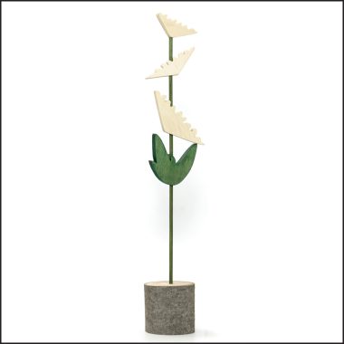 fiore in legno con piedistallo